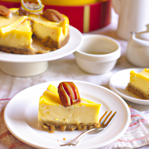 Butter Pecan Cheesecake with Lemon Curd Topping