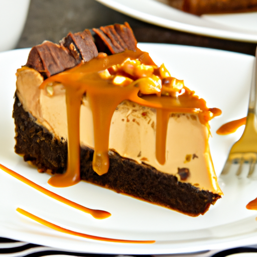 Peanut Butter Cup Cheesecake with Caramel Sauce