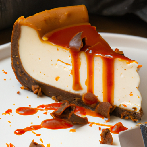 Black & White Salted Caramel Cheesecake with Roasted Red Pepper & Feta Topping