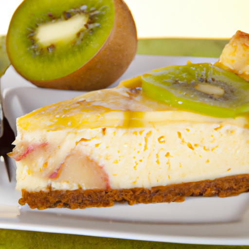 Banana Balsamic Cheesecake with Pineapple & Kiwi Topping