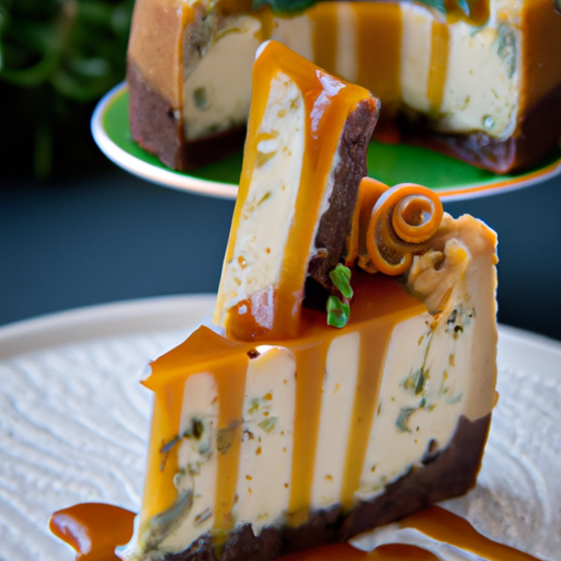 Brown Butter Sage Cookies & Cream Cheesecake with Caramel Sauce