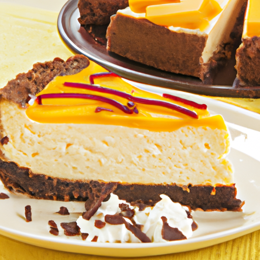 Cayenne Pepper & Dark Chocolate Cheesecake with Mango Filling and Whipped Cream Topping