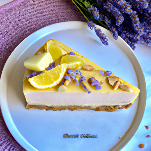 Lavender & Honey Cheesecake with Almond Filling and Lemon Curd Topping