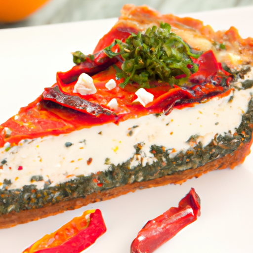 Feta, Spinach, and Roasted Red Pepper Cheesecake