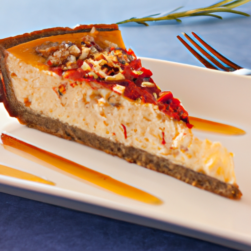 Rosemary & Olive Oil Cheesecake with Almond Filling and Roasted Red Pepper & Feta Topping