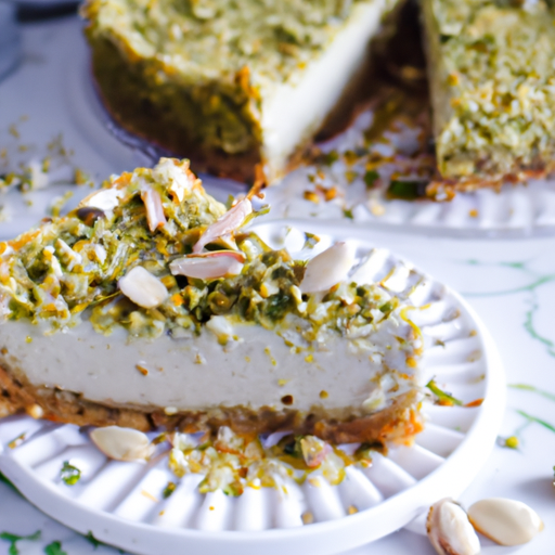 Coco-Chia Almond Cheesecake with Pistachio Crumble