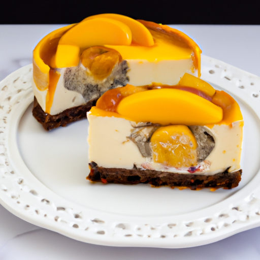 Cinnamon Roll Cookies & Cream Cheesecake with Peach & Mango Topping Recipe