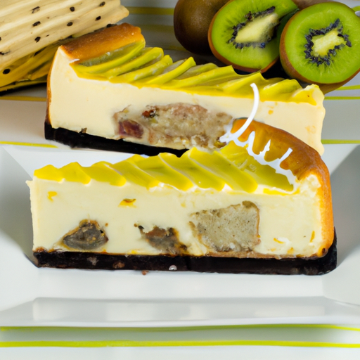 Cinnamon Roll Cheesecake with Cookies & Cream Filling and Pineapple & Kiwi Topping