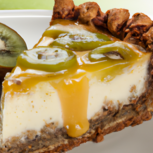 Cinnamon Roll Cheesecake with Walnut Filling and Pineapple & Kiwi Topping