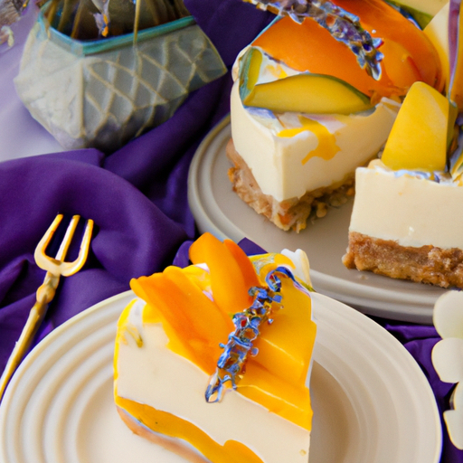 Lavender Honey Cheesecake with Peach Mango Topping