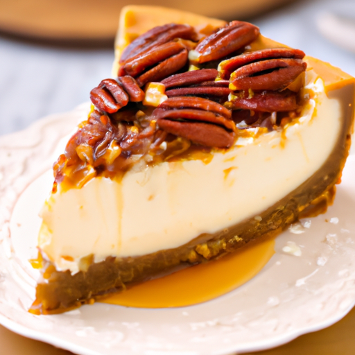 Bourbon Caramel Banana Cheesecake with Candied Pecans