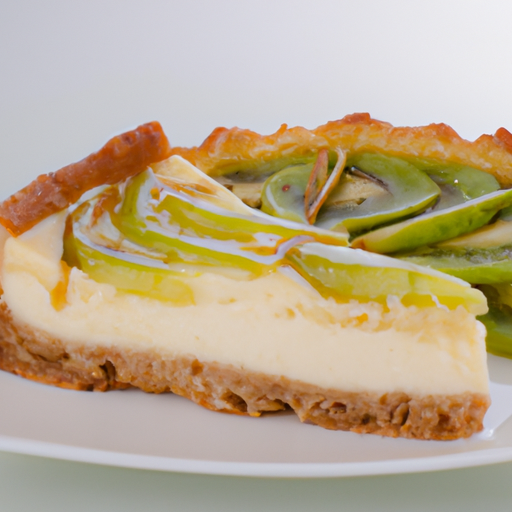 Cheesecake with Apple Pie Crust, Rosemary & Fig Filling, and Pineapple & Kiwi Topping