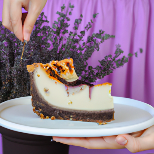 Cinnamon Roll Chocolate Hazelnut Cheesecake with Lavender Topping