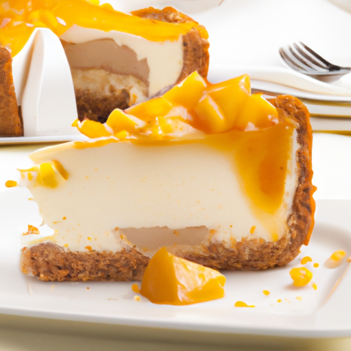 Banana Nut Cheesecake with Mango Filling and Peach & Mango Topping