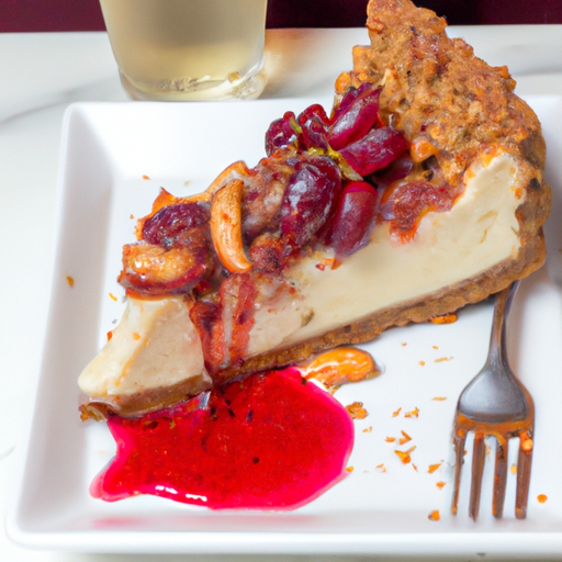 Wine & Berry Cheesecake with Toffee Crunch Topping on an Apple Pie Crust