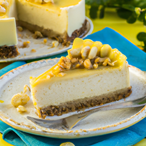 Lemon Olive Oil Cheesecake with Macadamia Nut Topping