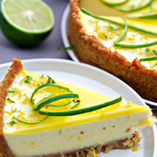 Thyme & Lemon Cheesecake with Olive Oil & Lemon Filling and Lime & Ginger Topping