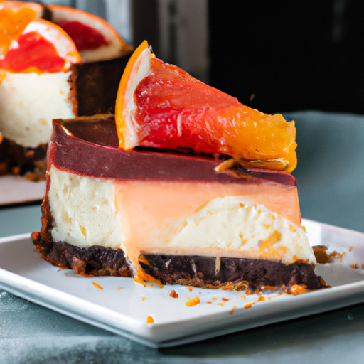 The Whiskey & Chocolate Cheesecake with Blood Orange & Grapefruit Topping