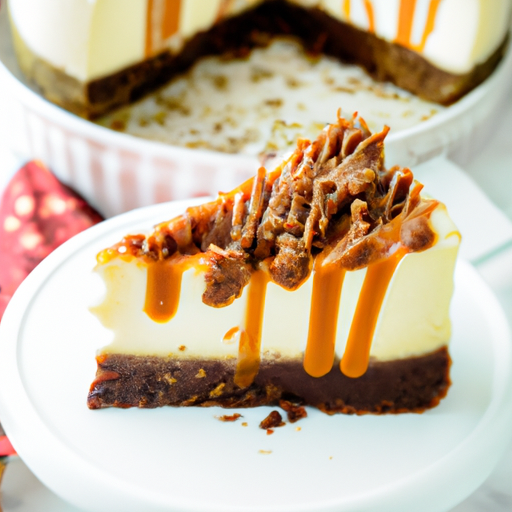 Creamy Tiramisu Cheesecake with Buttermilk Biscuit Crust and Salted Caramel Topping