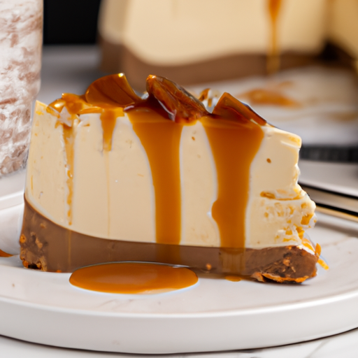 Bourbon Caramel Cheesecake with Salted Caramel Topping