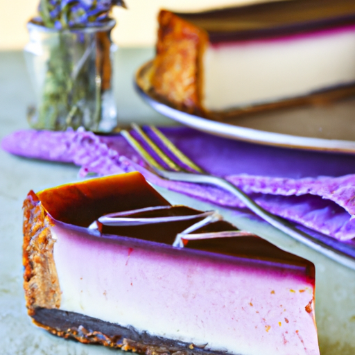 Aromatic Lavender Cheesecake with Hibiscus Filling and Balsamic Glaze