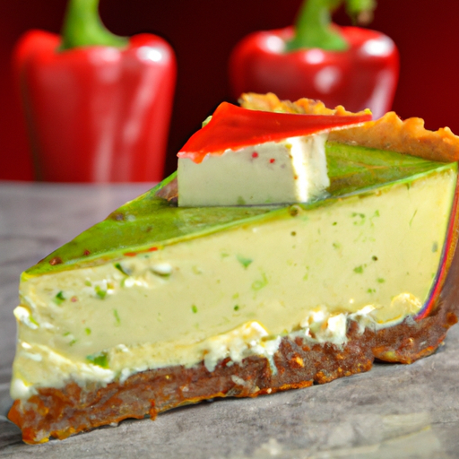 Feta & Avocado Cheesecake with Roasted Red Pepper Topping