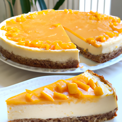 Olive Oil & Sea Salt Cheesecake with Mango-Peach Topping