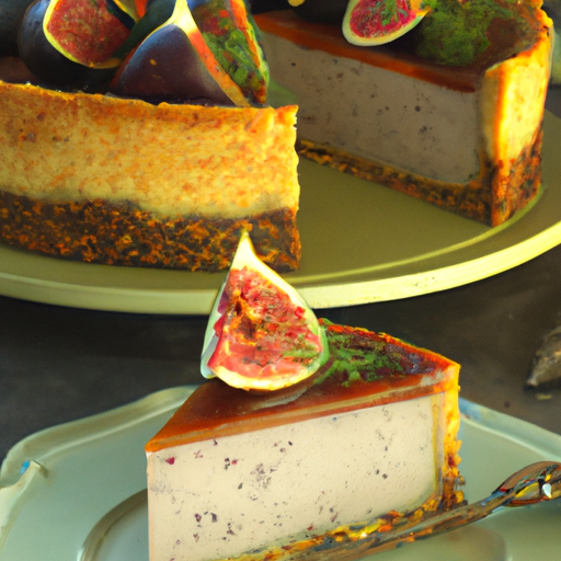 Rosemary Fig Cheesecake with Chia Seeds Base and Fig Olive Tapenade Topping