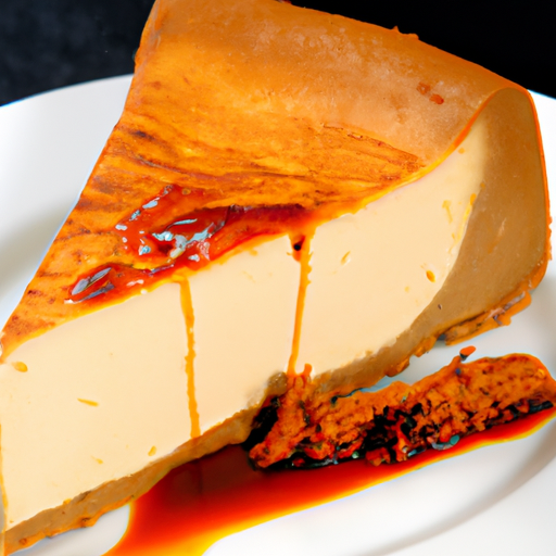 Cheesecake with Chilli Pepper & Caramel Base, Nutmeg & Sweet Potato Filling, and Sundried Tomato Pesto Topping