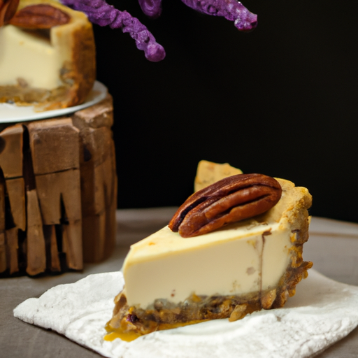 Lavender Honey Greek Yogurt Cheesecake with Candied Pecans