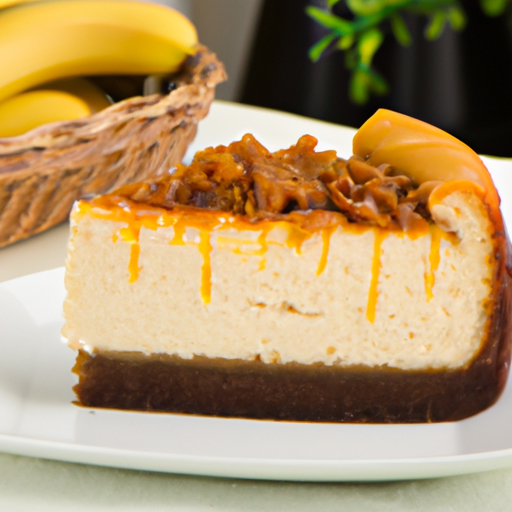 Banana Pudding Cheesecake with Vanilla Filling and Caramel Macchiato Topping