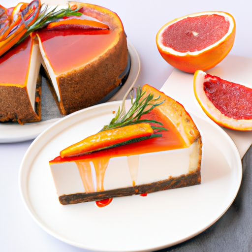 Ginger Snap Rosemary Fig Cheesecake with Blood Orange Grapefruit Topping