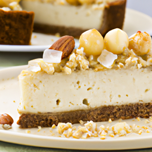 Cardamom & Pear Quinoa Cheesecake with Macadamia Nut Topping