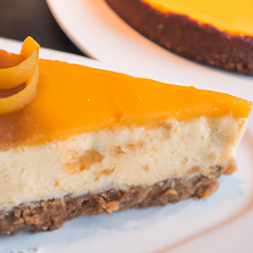 Cheesecake with Churro Crust, Mango Filling, and Peach & Mango Topping