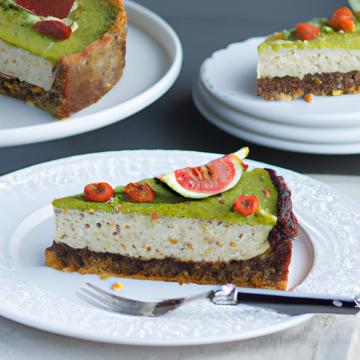 Quinoa Avocado Cheesecake with Fig & Olive Tapenade Topping