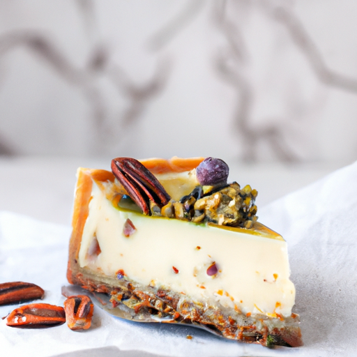 Blueberry Pistachio Cheesecake with Candied Pecans