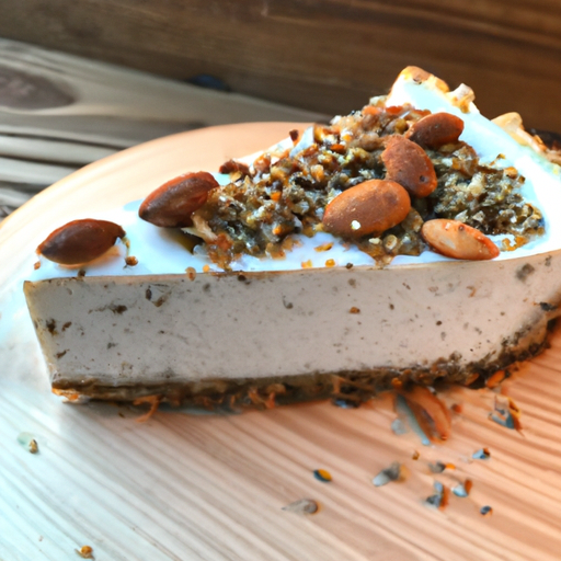 Creamy Coconut Chia Cheesecake with Almond Flour Crust and Toasted Almonds Topping