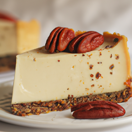 Creamy Strawberry Cheesecake with Candied Pecans