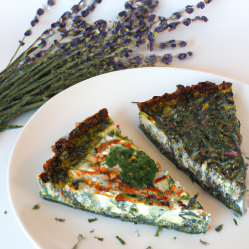 Feta & Spinach Cheesecake with Lavender Filling and Topping