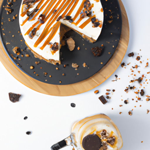 Bourbon Caramel Cheesecake with Black & White Cookie Base and Vanilla Bean Frappuccino Topping