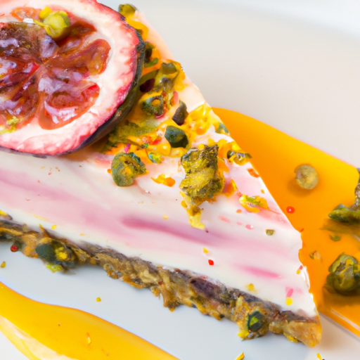 Citrus Passion Cheesecake with Pistachio Crumble Base