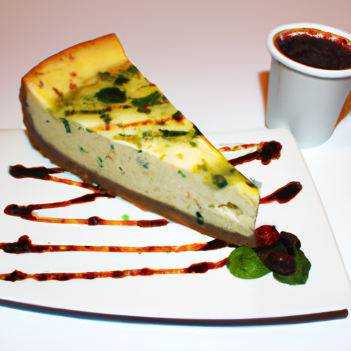 Feta & Spinach Cheesecake with Wine & Berries Filling and Caramel Macchiato Topping