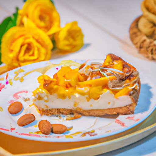 Cinnamon Roll Mango Cheesecake with Toasted Almonds