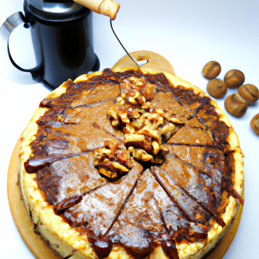 Whiskey Chocolate Cheesecake with Date & Walnut Base and Toffee Crunch Topping