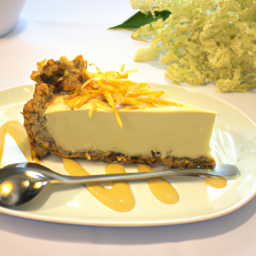 Date & Walnut Cheesecake with Mango and Elderflower