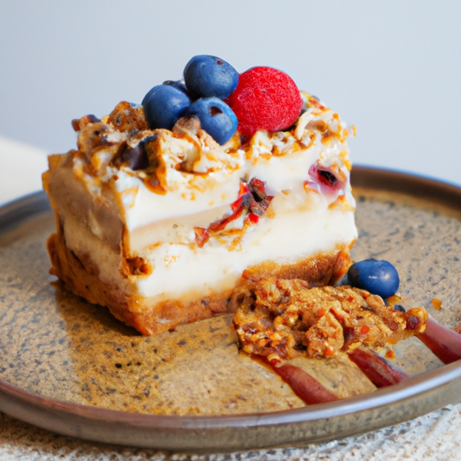 Cinnamon Roll Granola Cheesecake with Berries & Cream