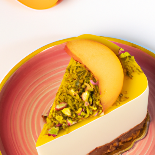 Peachy Mango Plain Cheesecake with Pistachio Crumble Base