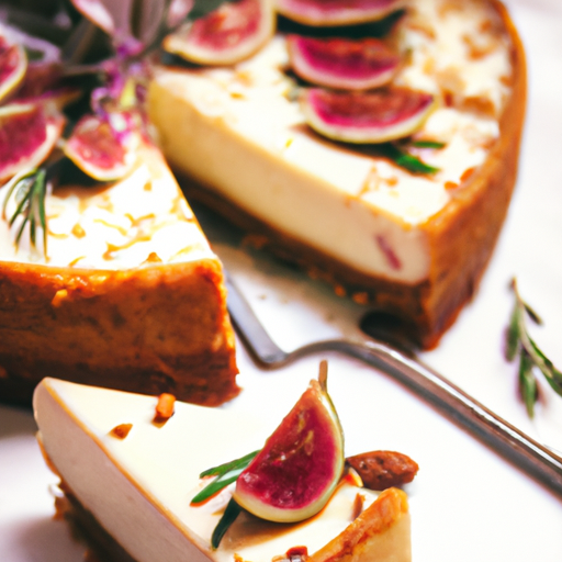 Cheesecake Delight with Almond Flour, Rosemary & Fig Filling, and Rose Topping